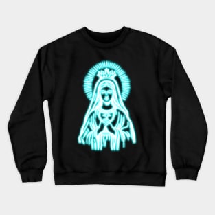 Blue Neon Virgin Mary Crewneck Sweatshirt